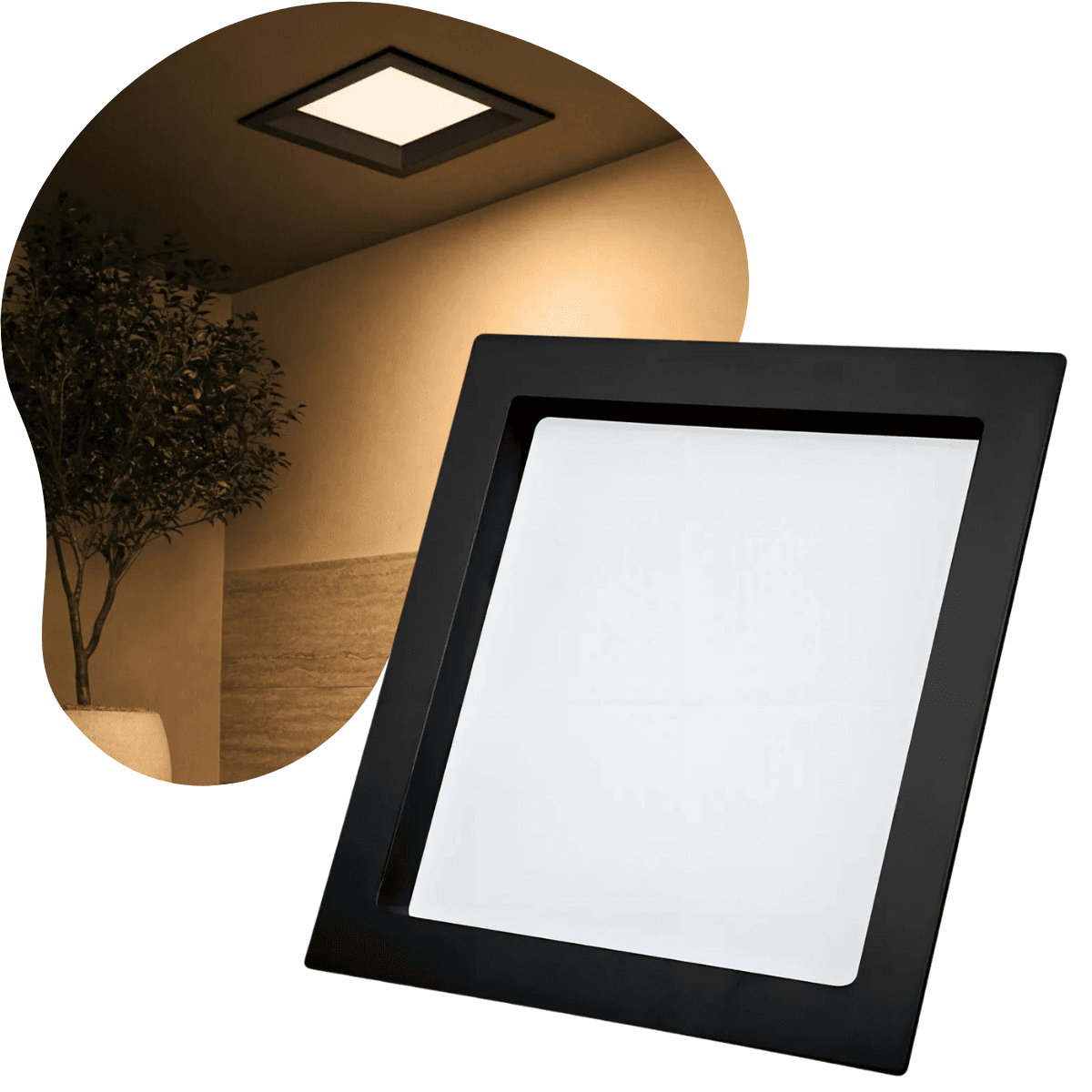 Painel Comfort Recuado 18W - 2700k Preto